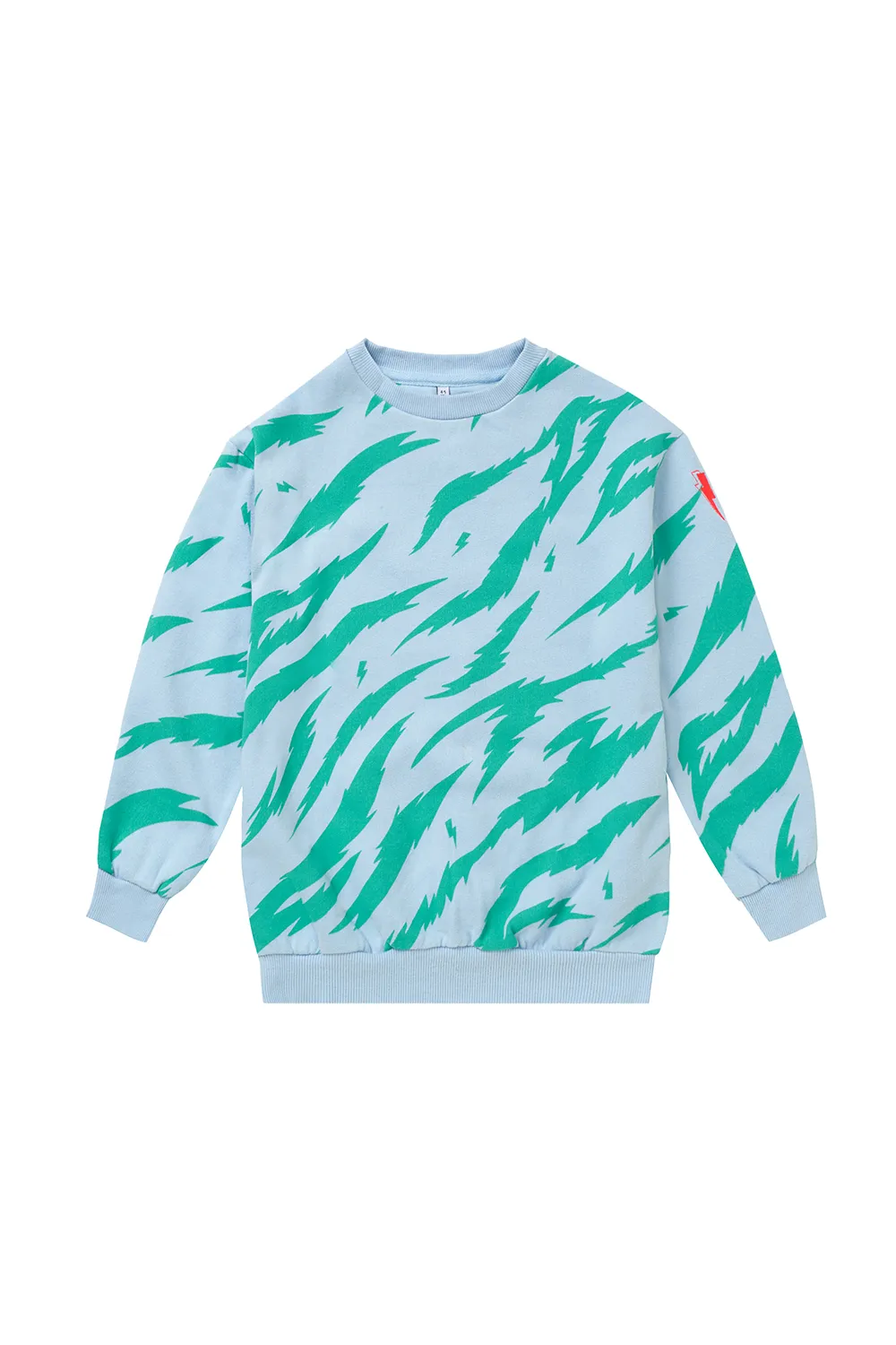 Kids Light Blue with Green Graphic Tiger Oversized Sweatshirt