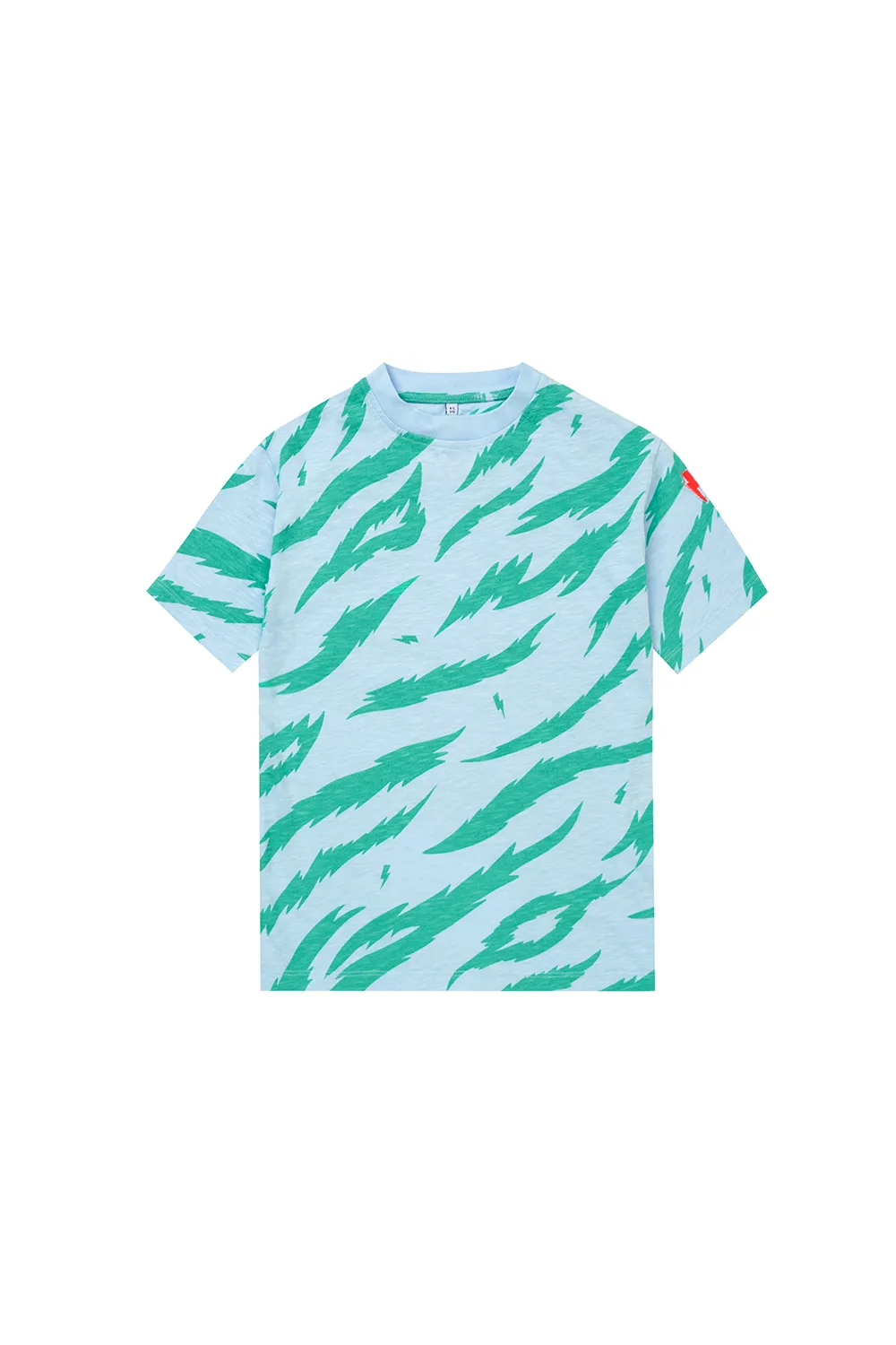 Kids Light Blue with Green Graphic Tiger Print Oversized T-Shirt