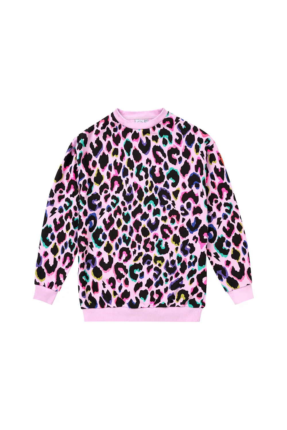 Kids Lilac with Rainbow Shadow Leopard Oversized Sweatshirt