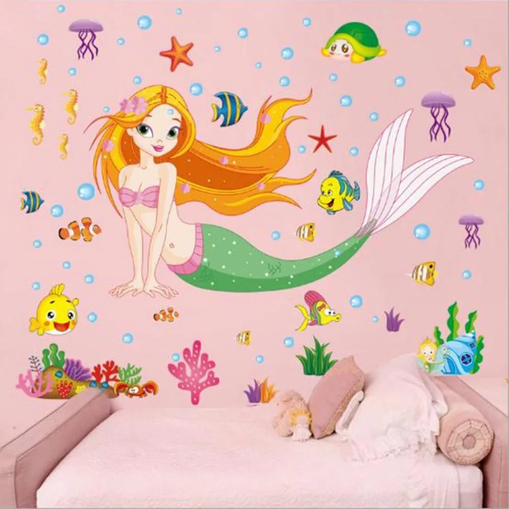 Mermaid Princess Wall Stickers for Kids' Room