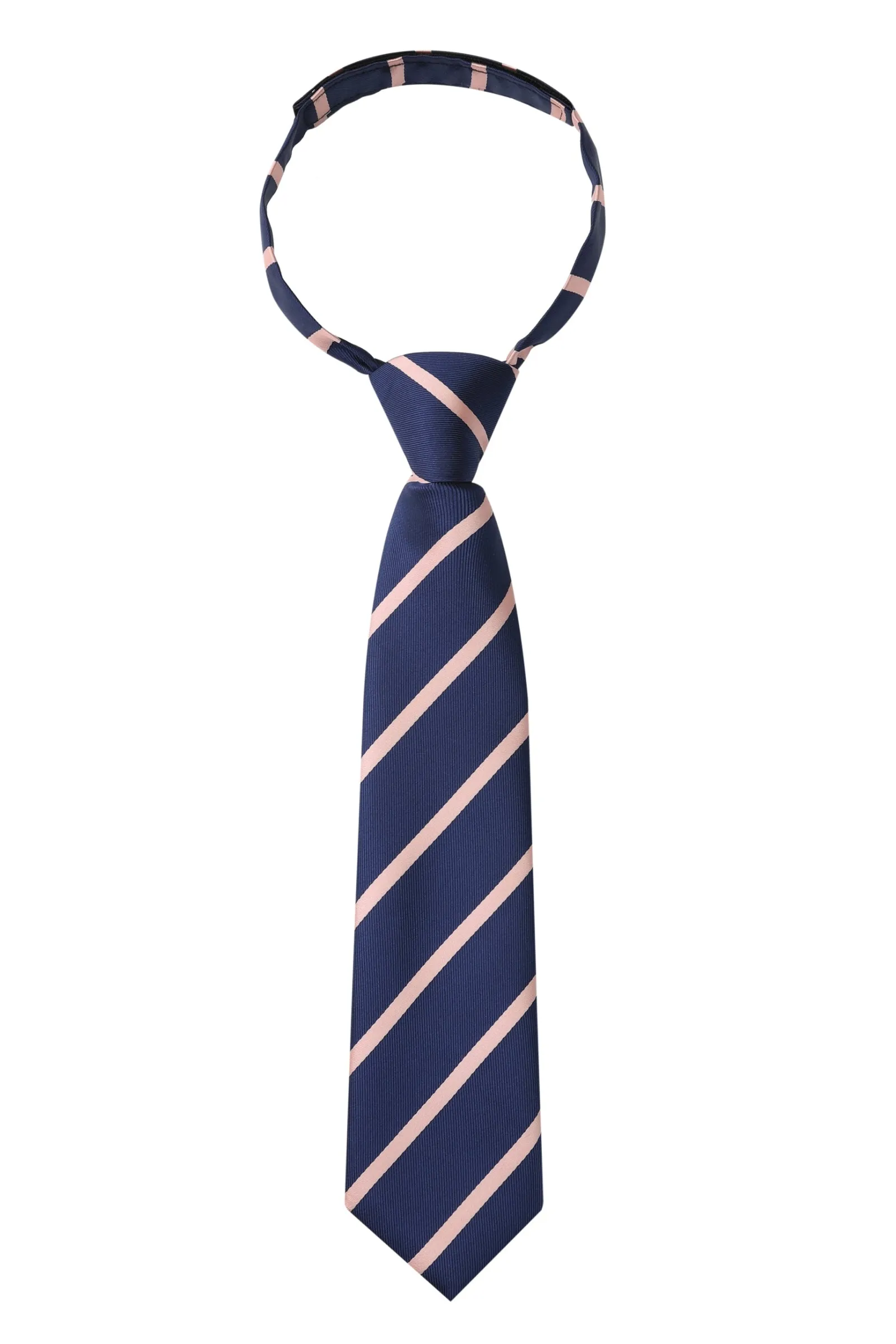 Kids Necktie in Navy Blue with Peach Stripes