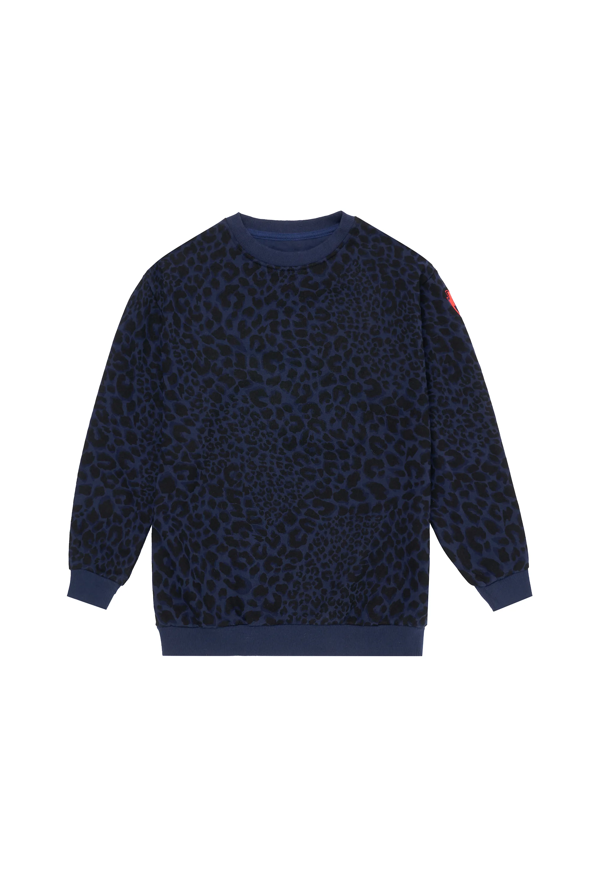 Kids Navy with Black Rock and Roll Leopard Oversized Sweatshirt