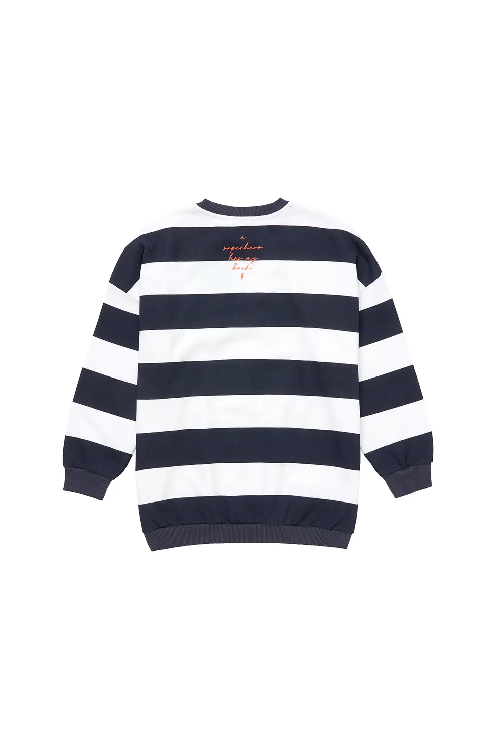 Kids Navy with White Stripe and Rainbow Bolt Oversized Sweatshirt