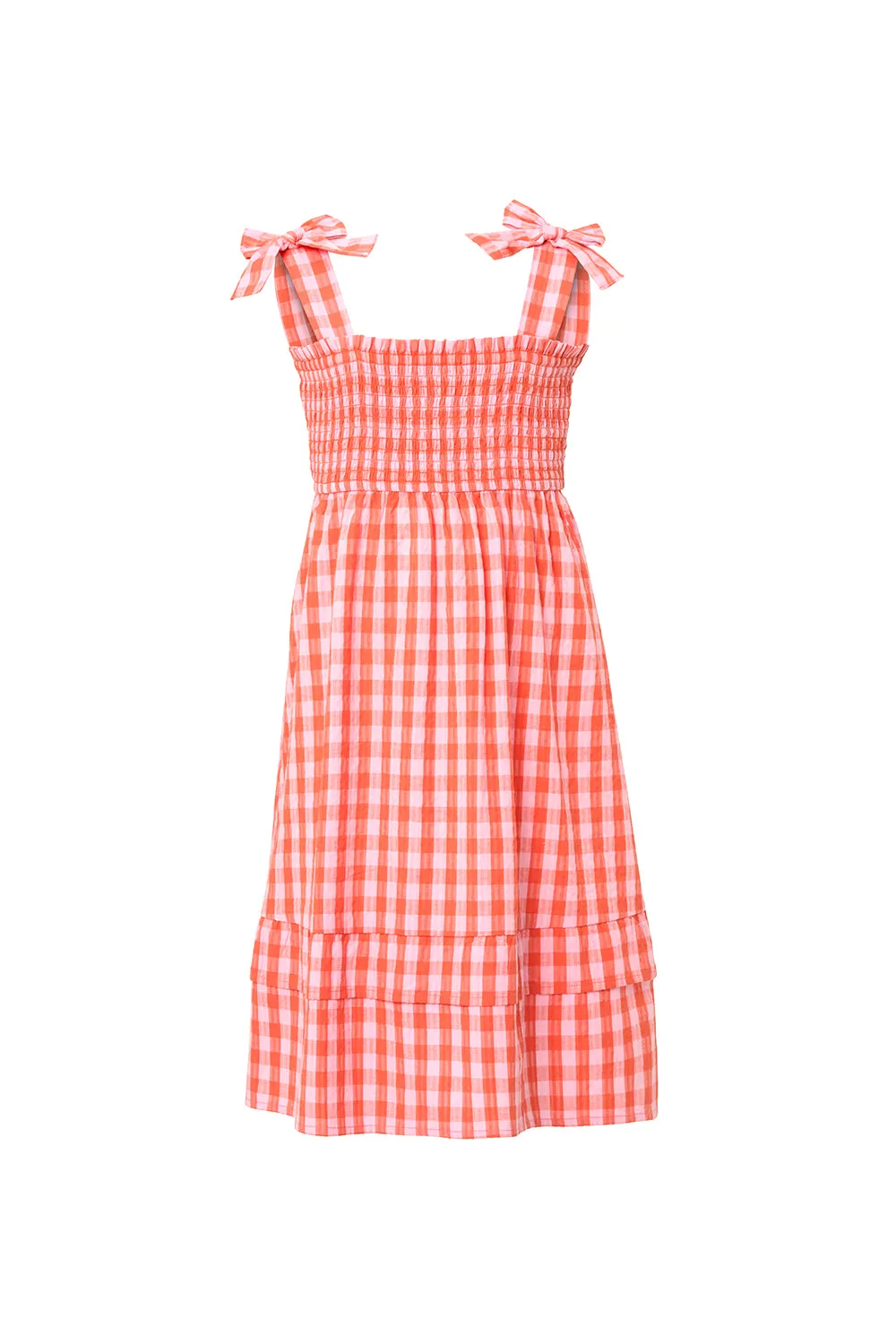 Kids Orange with Pale Pink Gingham Sundress