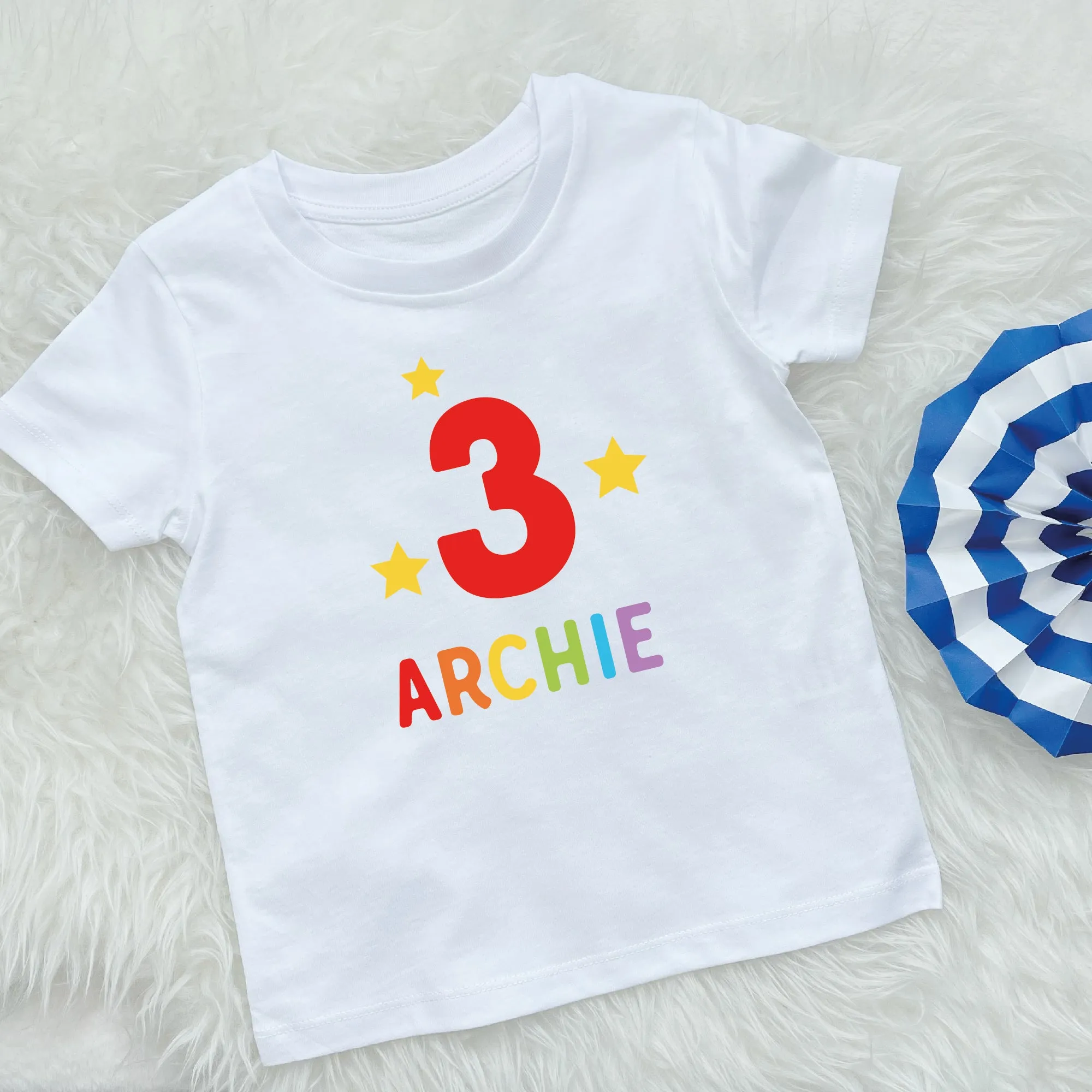 Kids Personalised Rainbow Birthday T Shirt