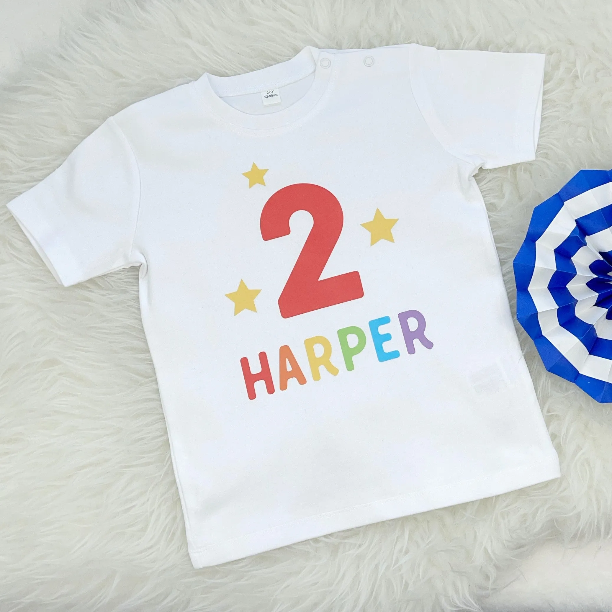 Kids Personalised Rainbow Birthday T Shirt