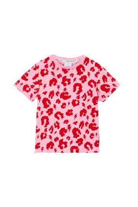 Kids Pink with Red Leopard T-Shirt