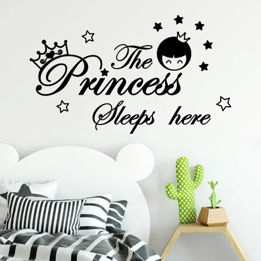 Children's The Princess Sleeps Here Room Wall Decal Stickers