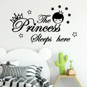 Children's The Princess Sleeps Here Room Wall Decal Stickers