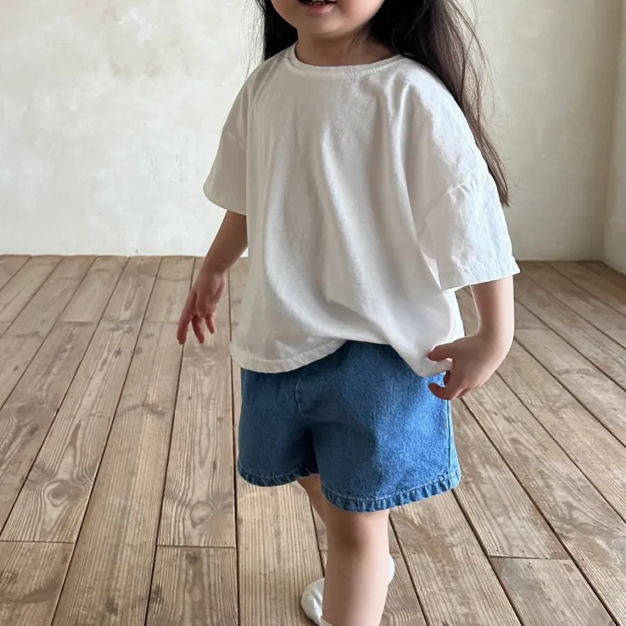 Kids Short Sleeve Oversized Basic Top (1-6y) - 3 Colors