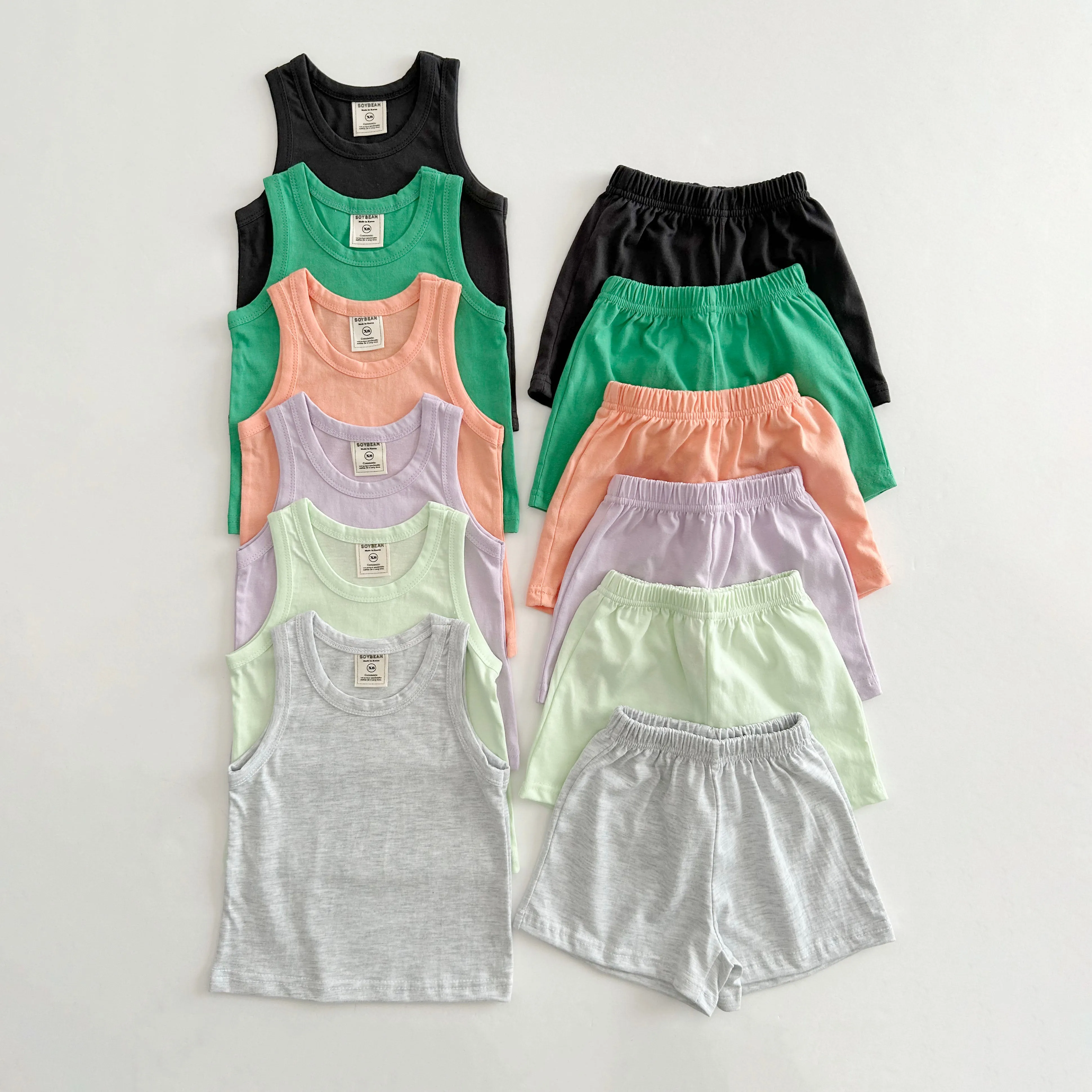 Kids Soy Summer Cotton Sleeveless Top & Shorts Set (1-6y) - 6 Colors