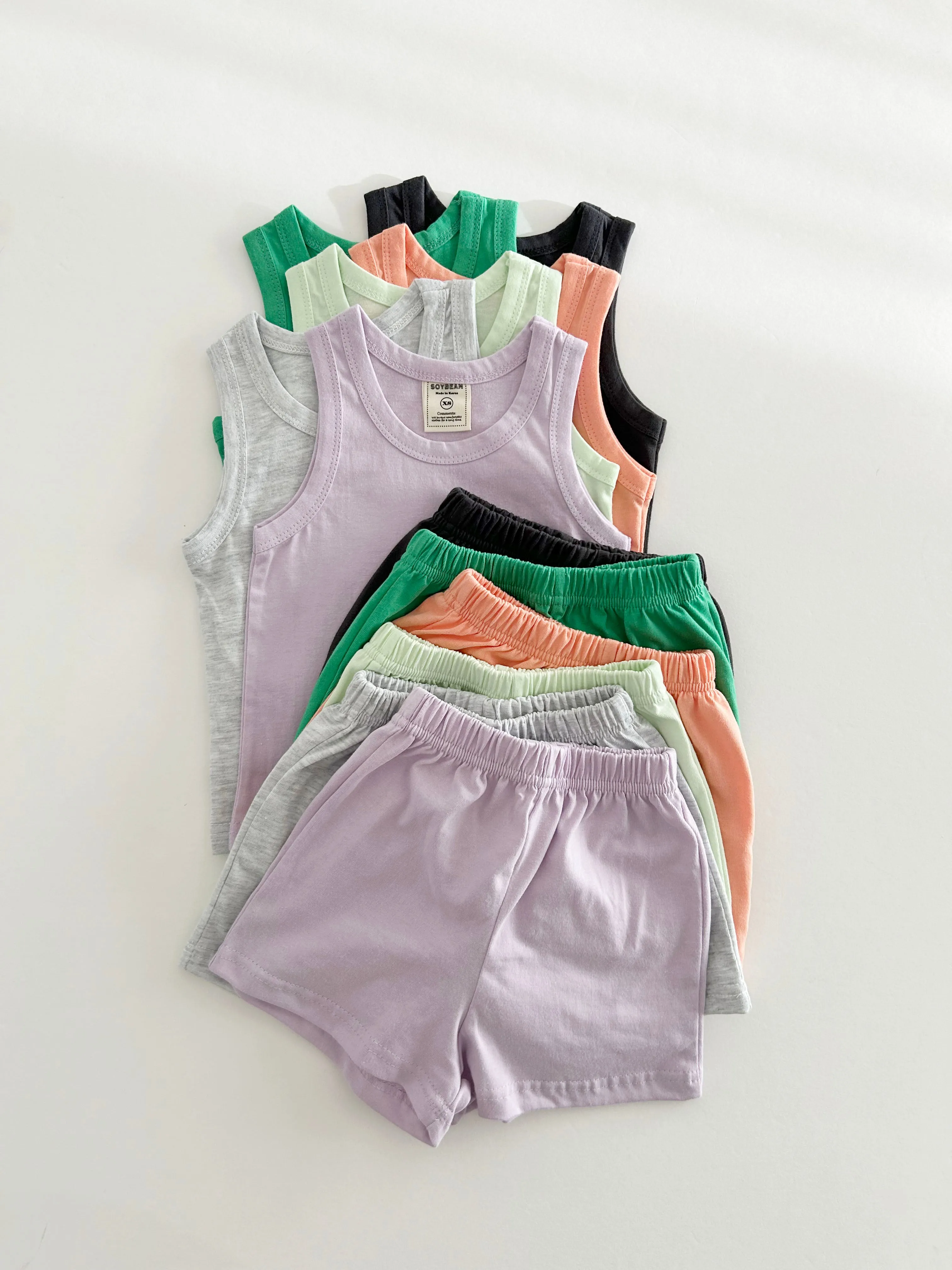 Kids Soy Summer Cotton Sleeveless Top & Shorts Set (1-6y) - 6 Colors