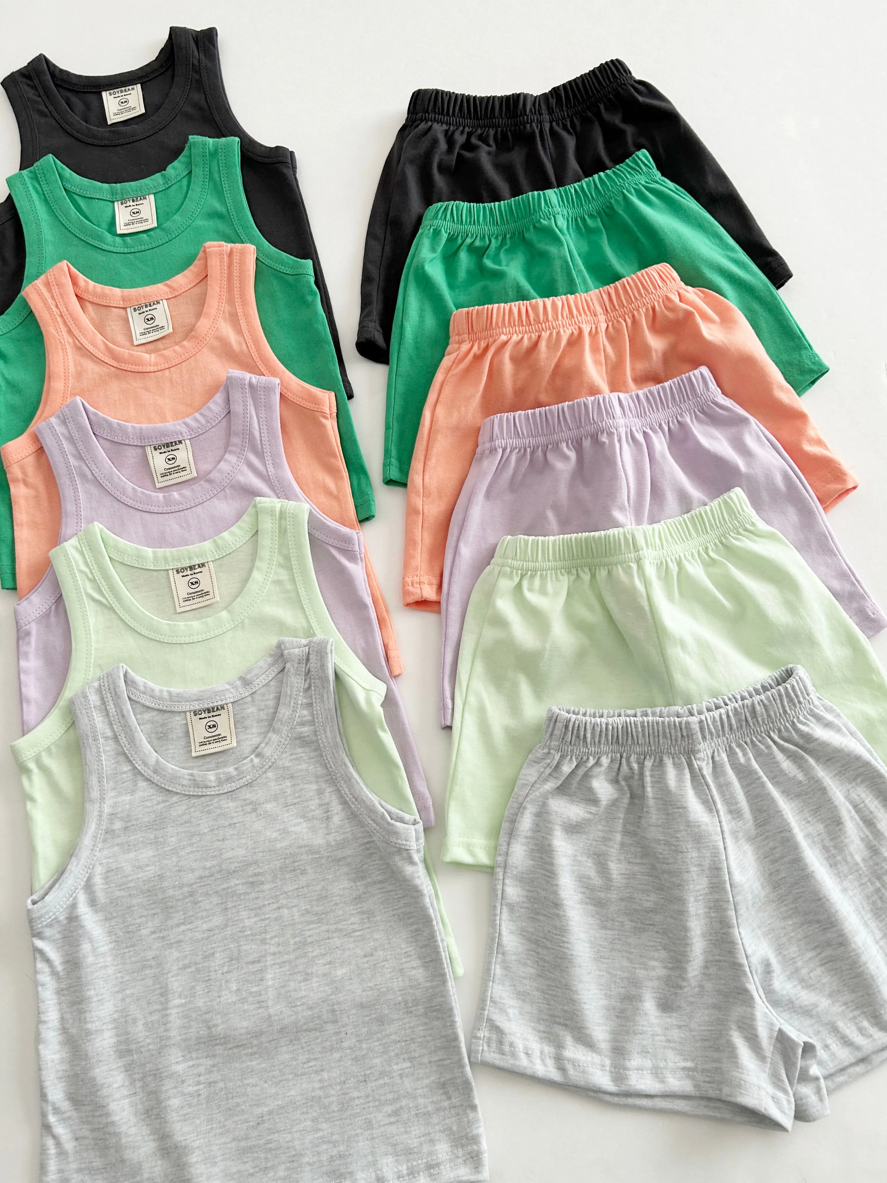 Kids Soy Summer Cotton Sleeveless Top & Shorts Set (1-6y) - 6 Colors