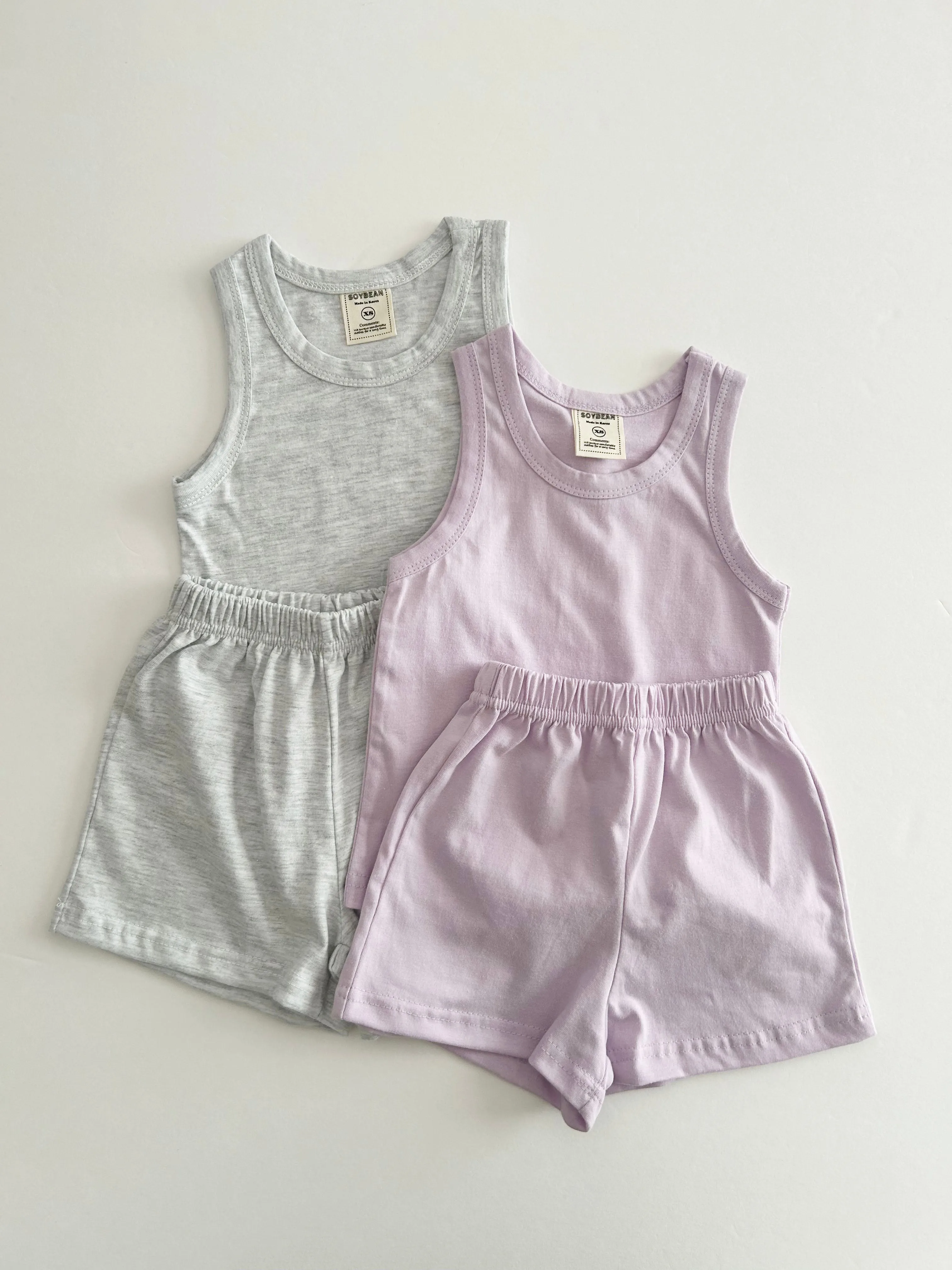 Kids Soy Summer Cotton Sleeveless Top & Shorts Set (1-6y) - 6 Colors