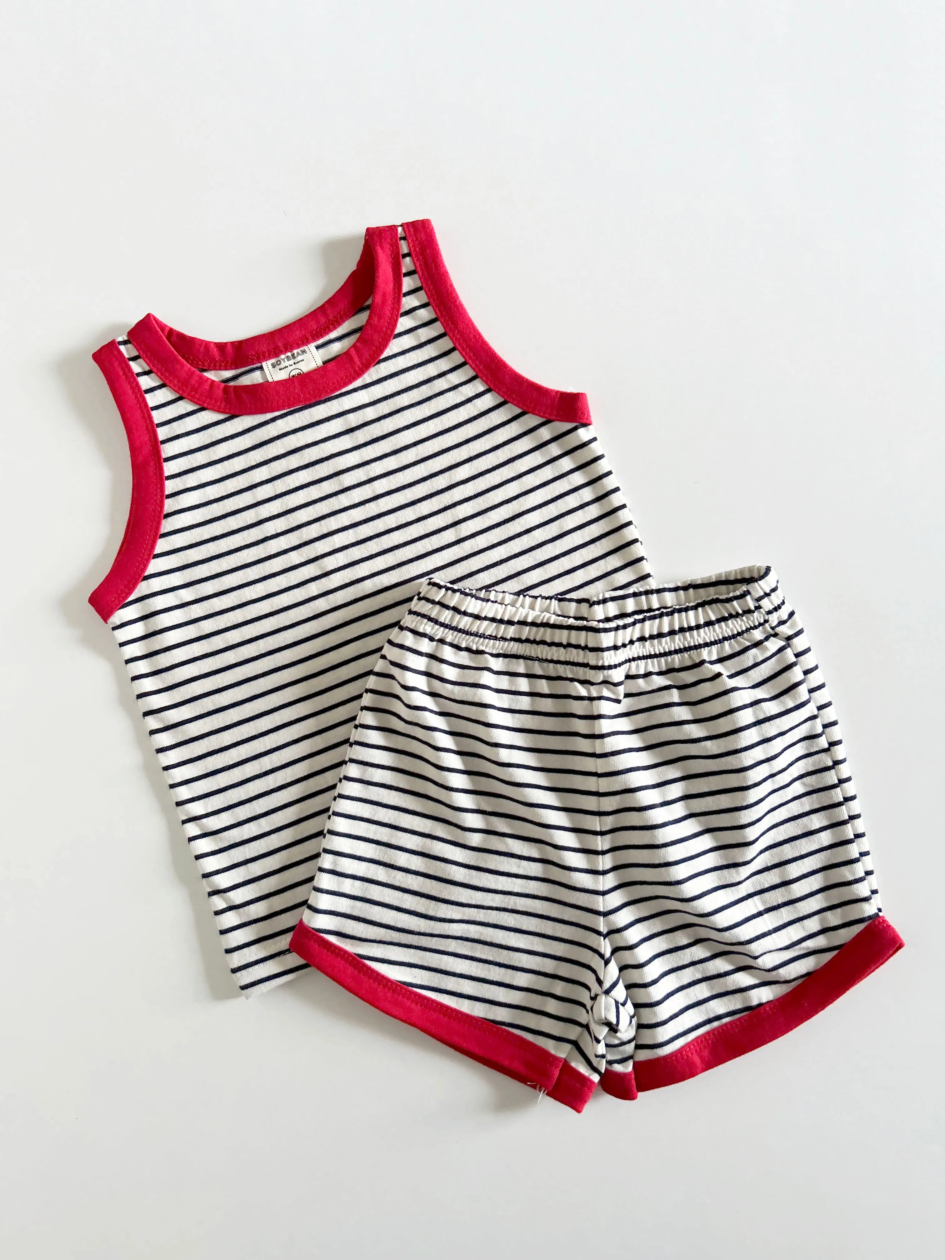 Kids Soy Summer Stripe Sleeveless Top & Shorts Set (1-6y) - 4 Colors