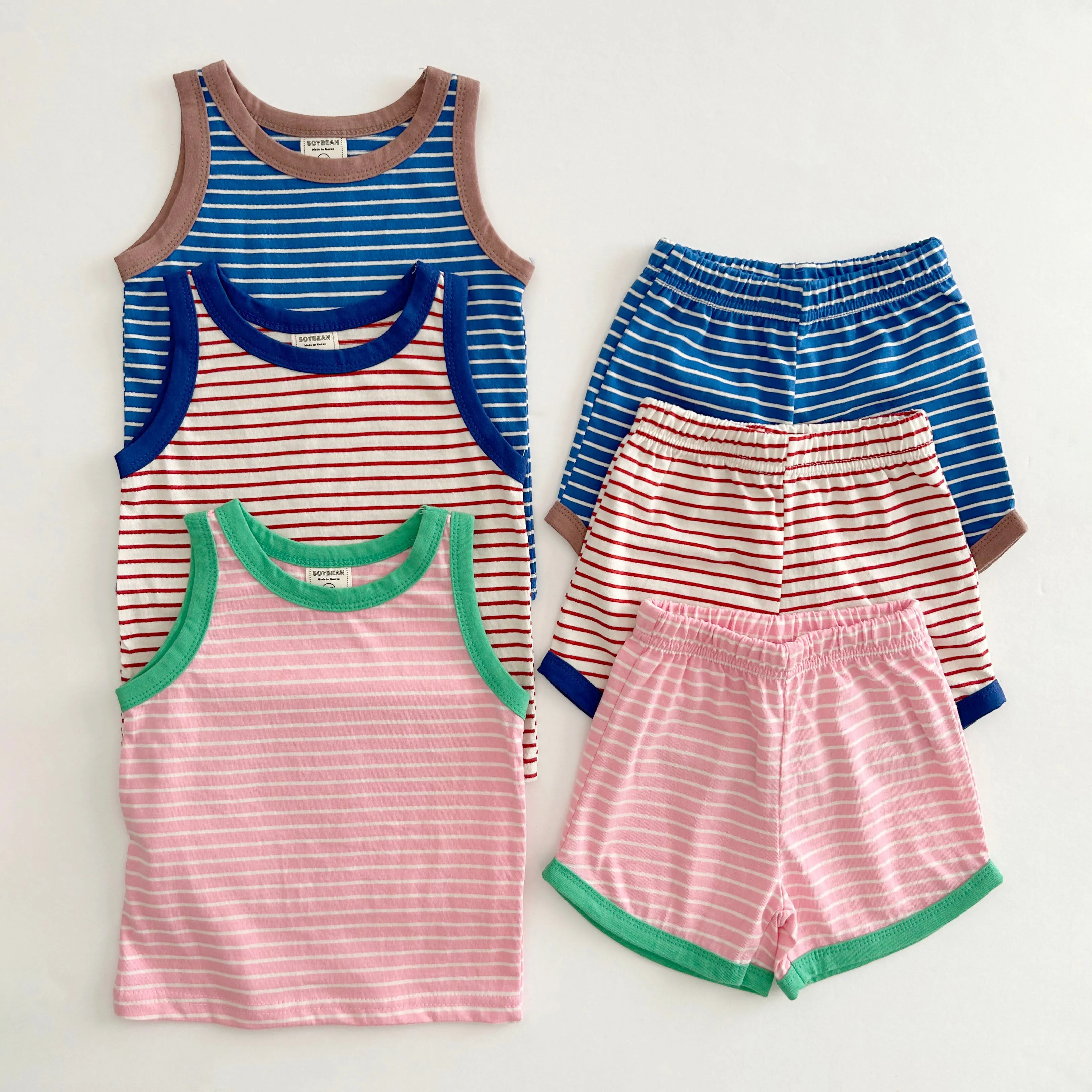 Kids Soy Summer Stripe Sleeveless Top & Shorts Set (1-6y) - 4 Colors