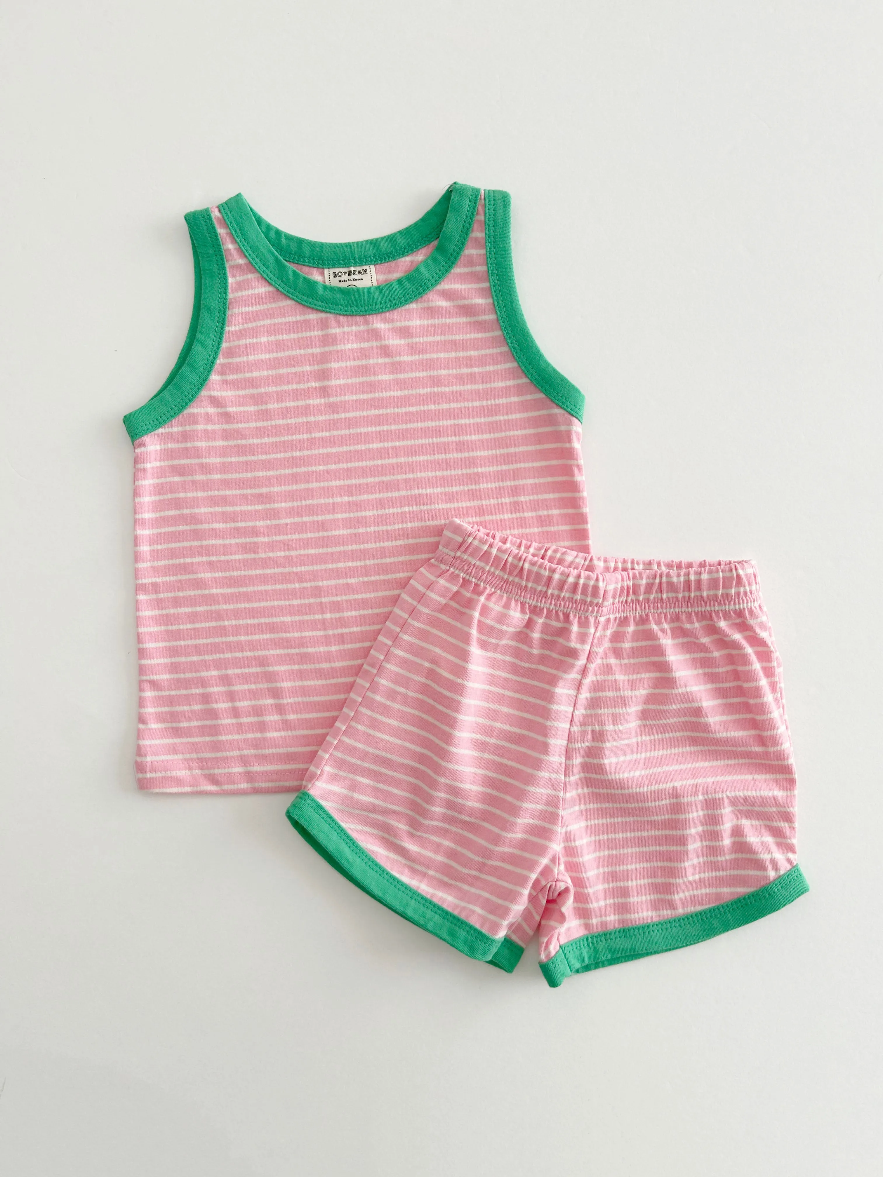 Kids Soy Summer Stripe Sleeveless Top & Shorts Set (1-6y) - 4 Colors