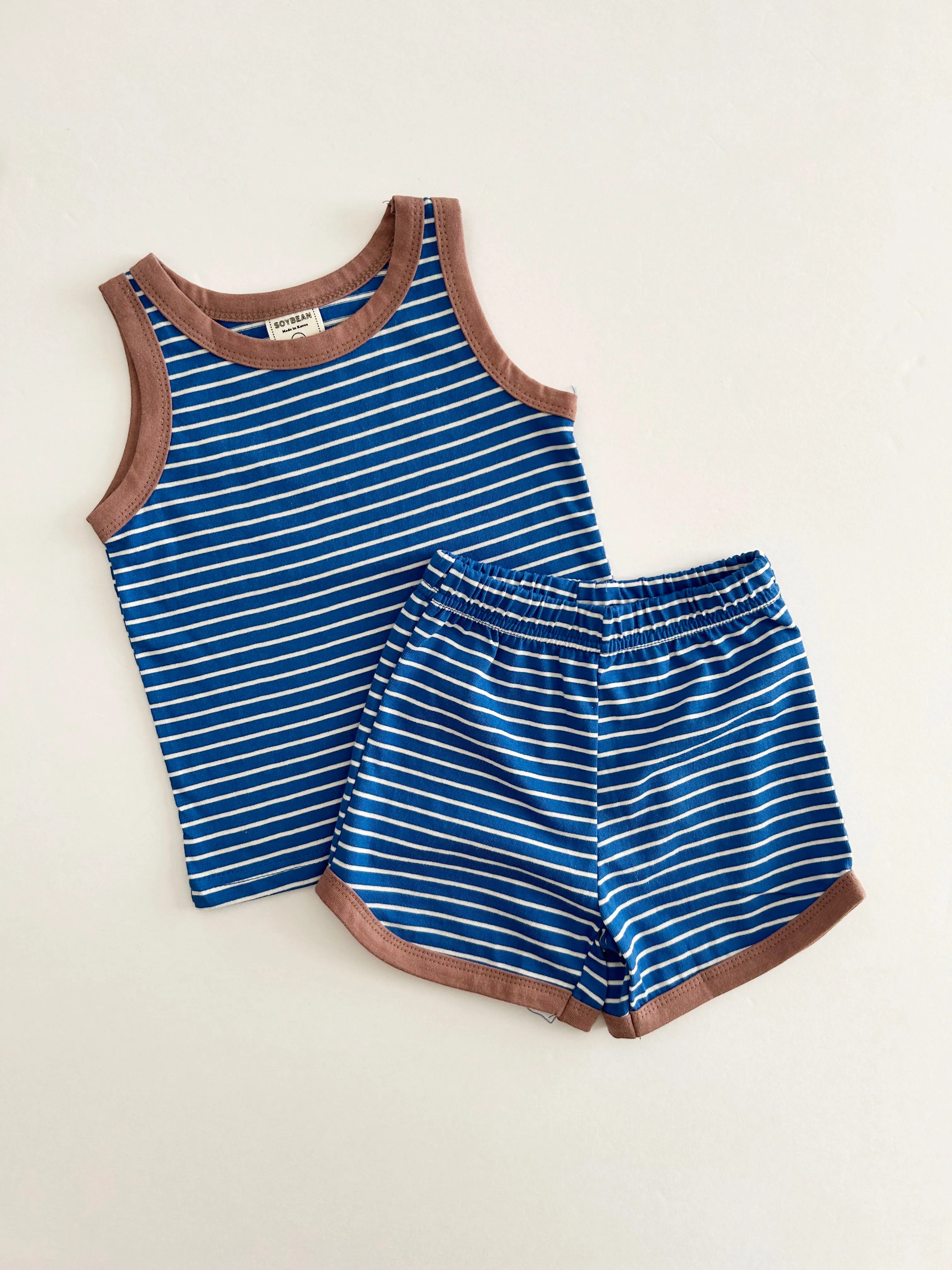 Kids Soy Summer Stripe Sleeveless Top & Shorts Set (1-6y) - 4 Colors