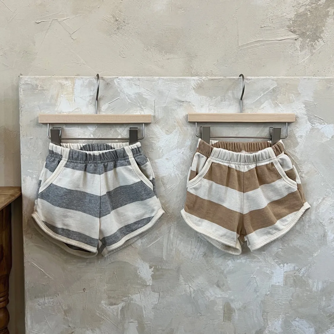 Kids Striped Shorts (1-5y) - Gray