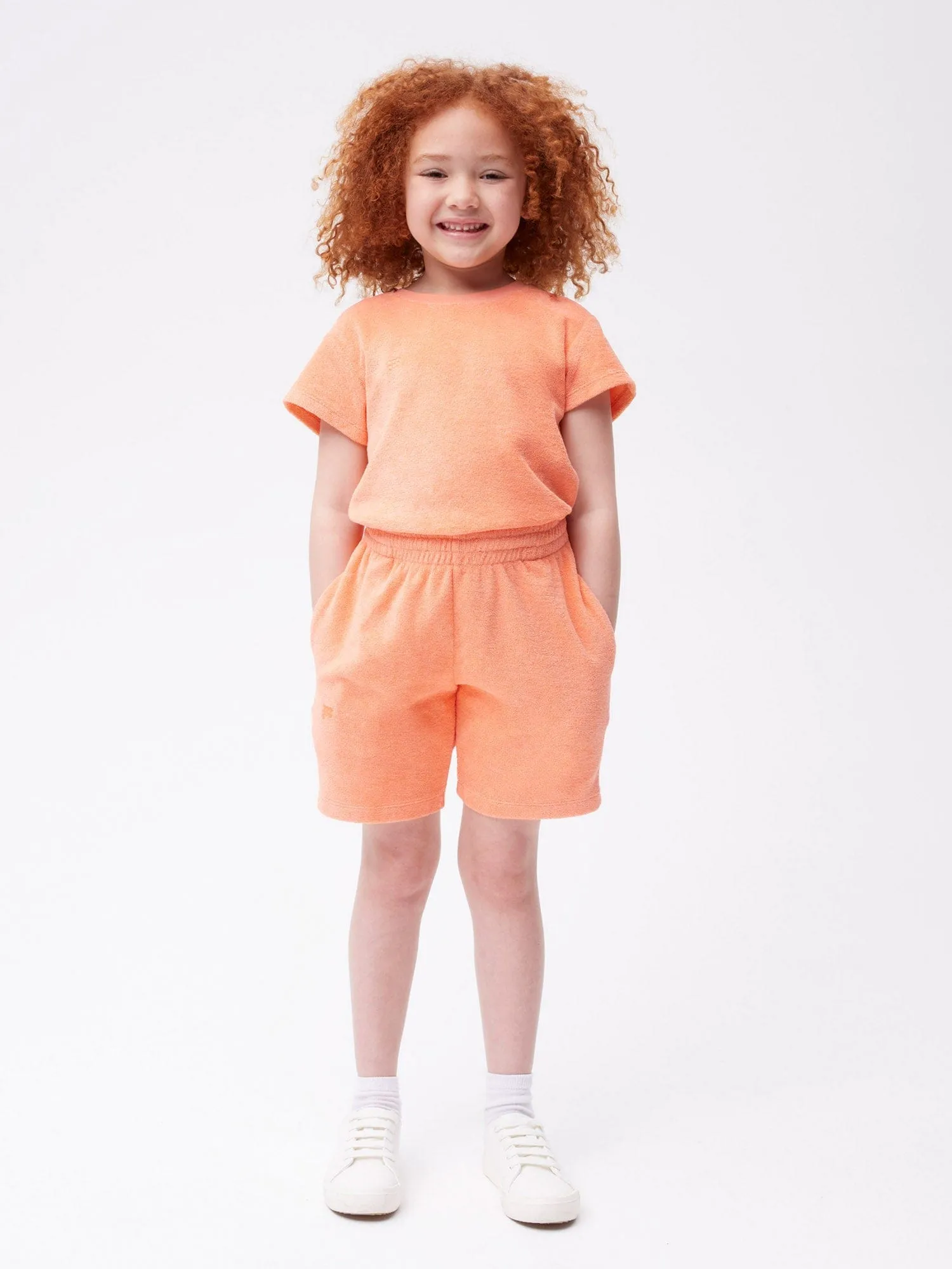 Kids Towelling Shorts—peach perfect