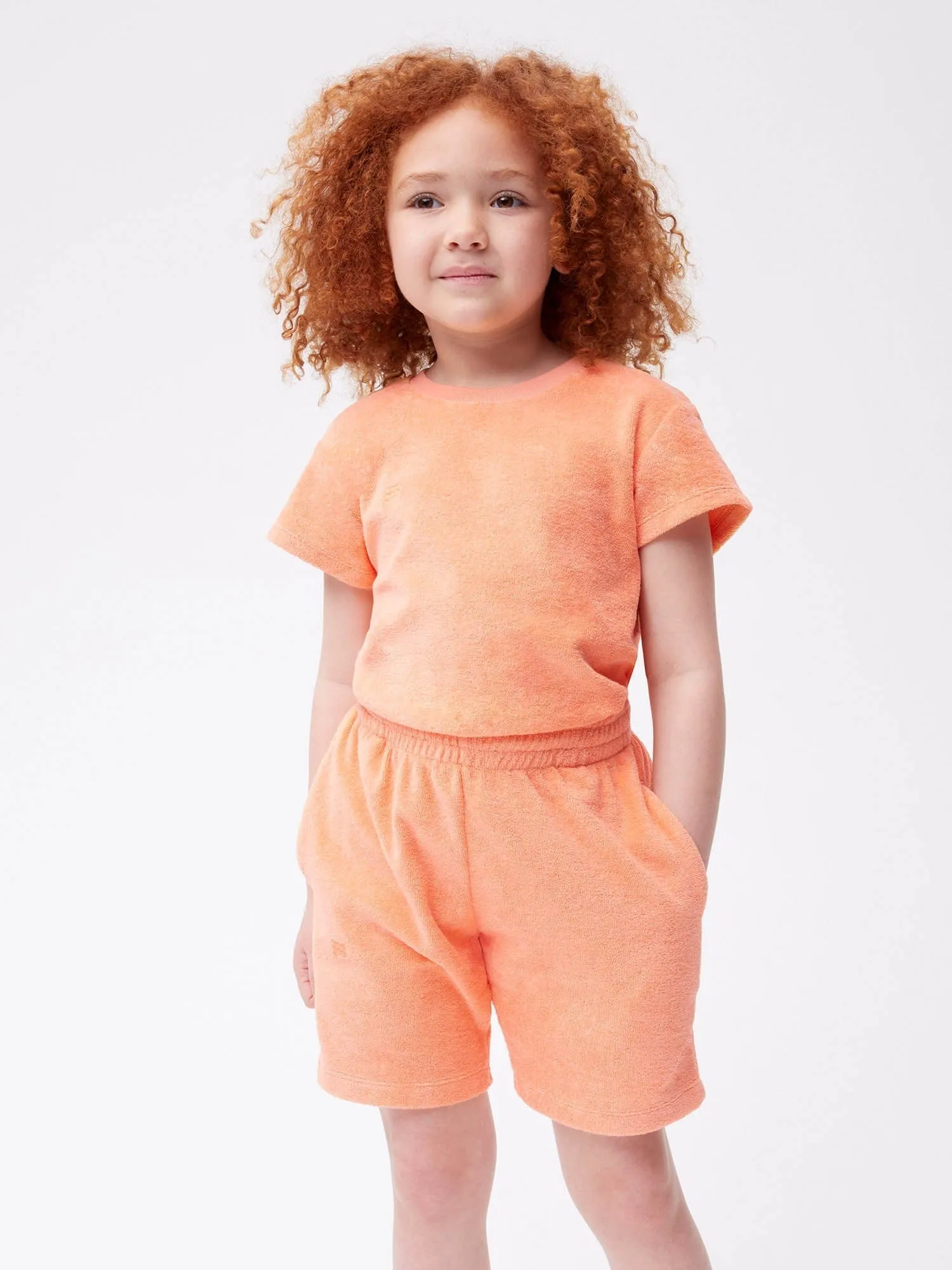 Kids Towelling Shorts—peach perfect