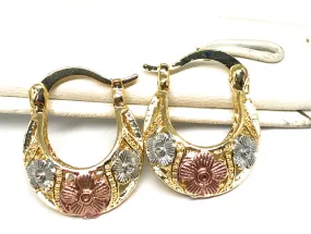 Gold Plated Tri-Color Earrings for Kids