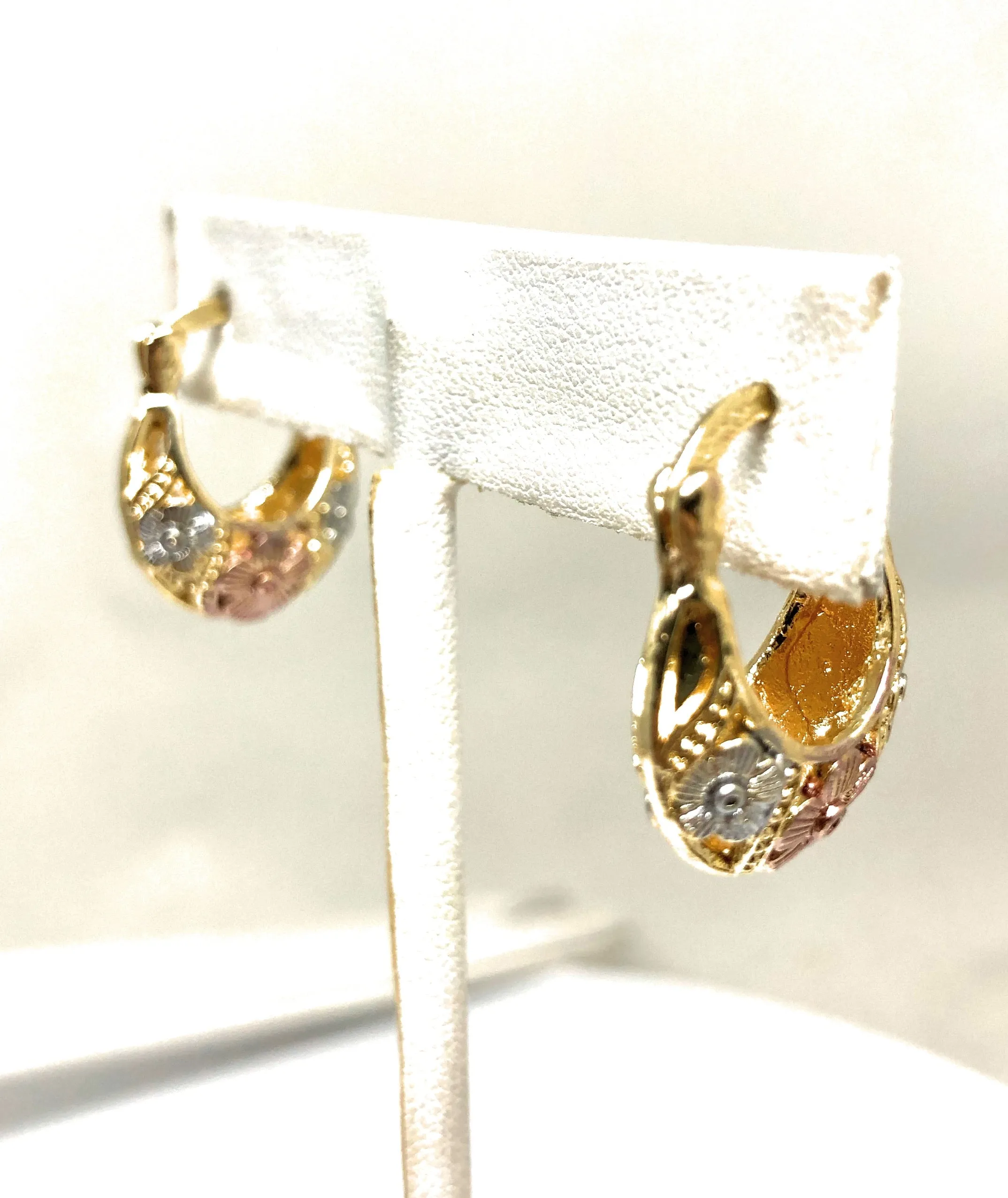 Gold Plated Tri-Color Earrings for Kids