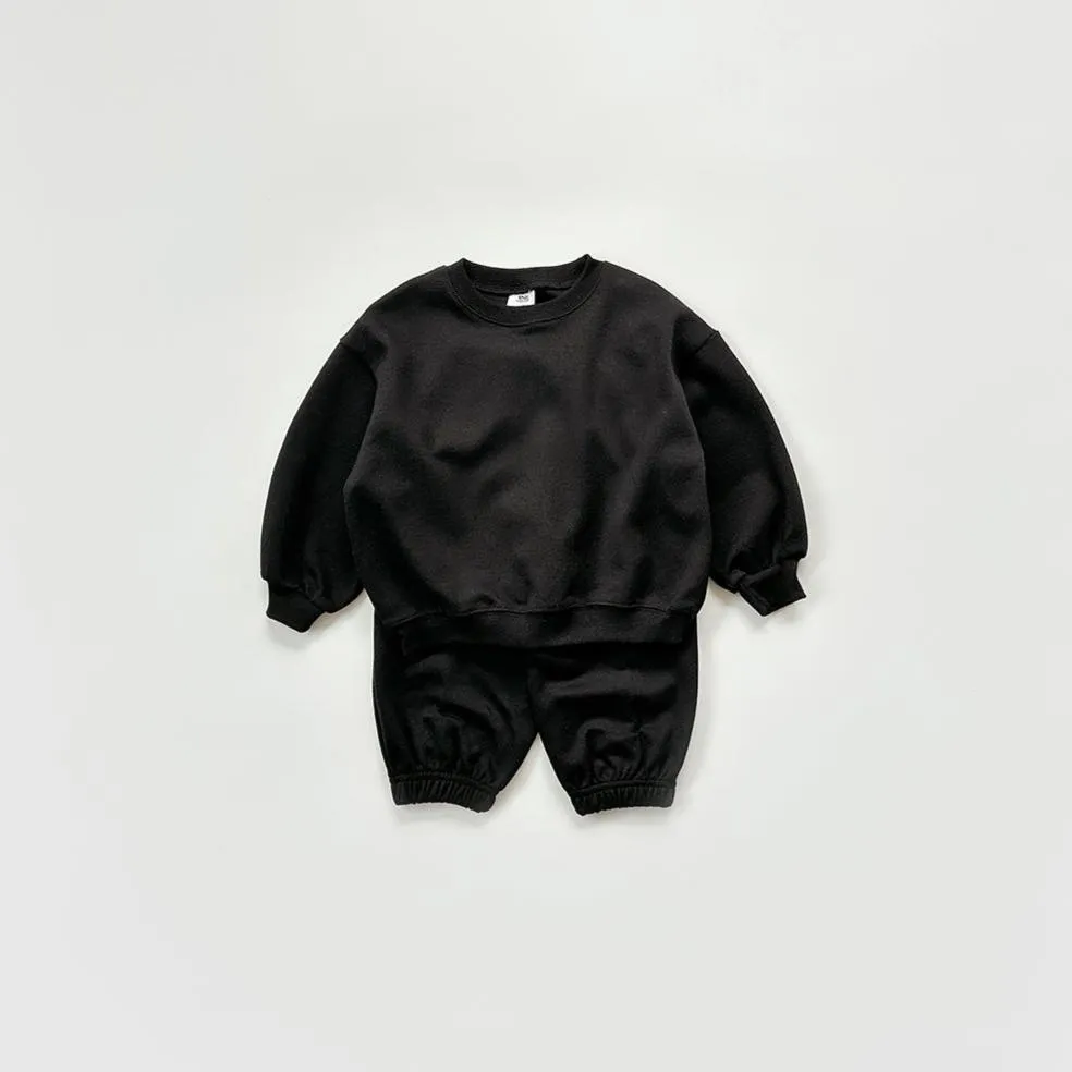 Kids Warm Brushed Fabric Basic Sweatshirt and Jogger Set (2-8y) - 8 Colors