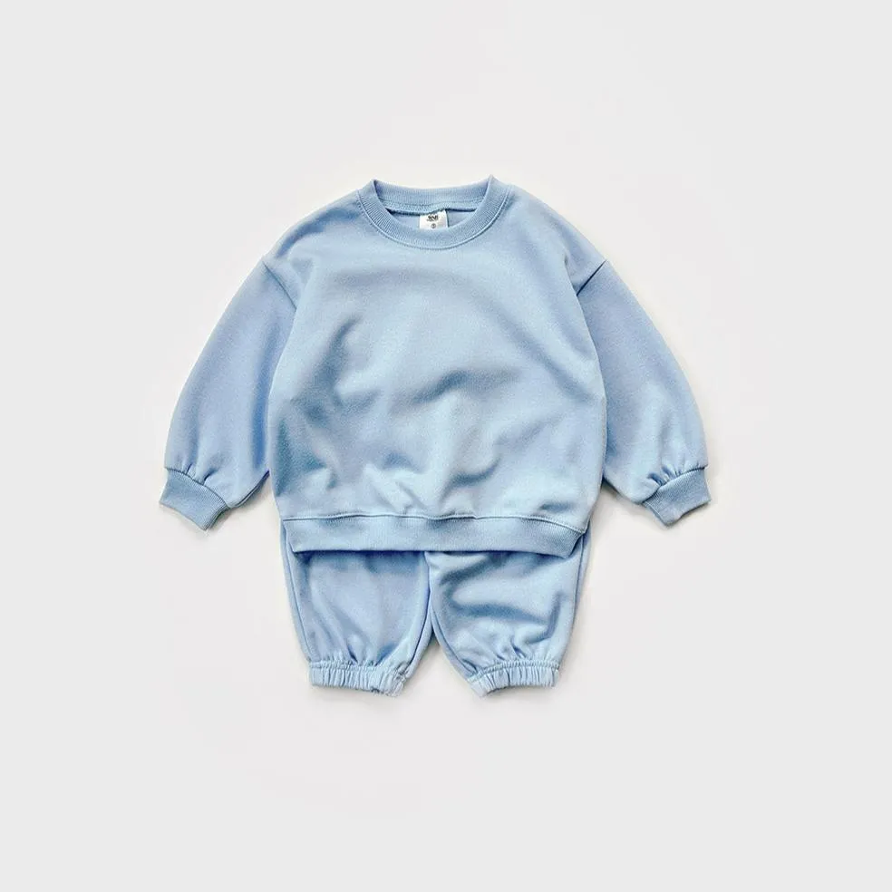 Kids Warm Brushed Fabric Basic Sweatshirt and Jogger Set (2-8y) - 8 Colors