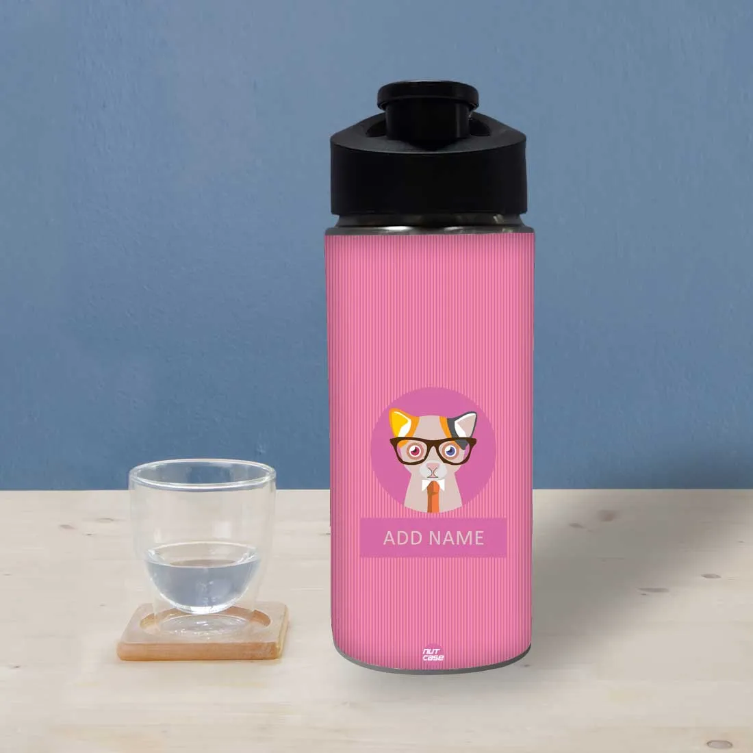 Kids Water Bottle Customised - Office Cat