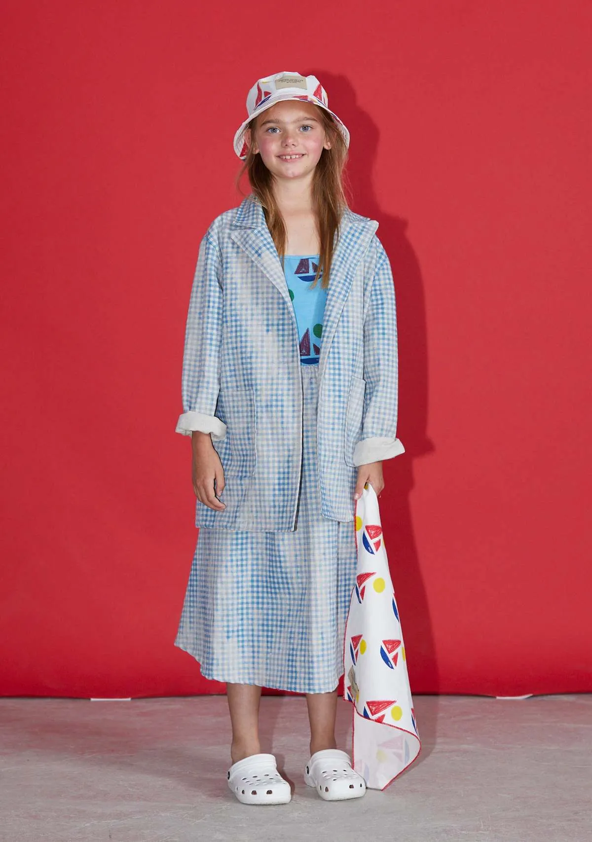 Kids Weekend House Kids Linen Jacket - Blue/White Check