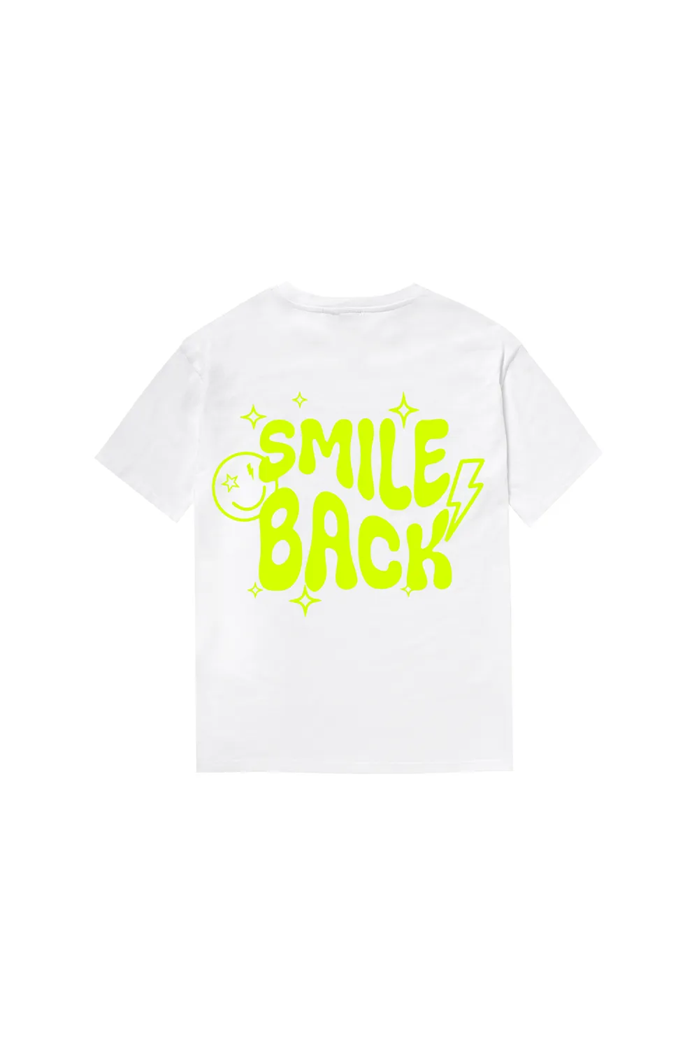 Kids White with Neon Yellow Smile Back Slogan Relaxed T-Shirt