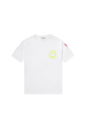 Kids White with Neon Yellow Smile Back Slogan Relaxed T-Shirt