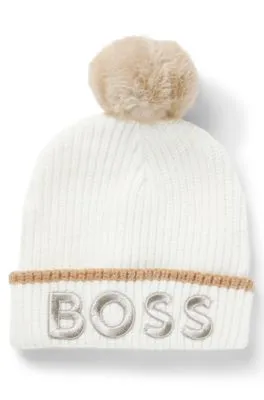 Kids' beanie hat with metallic-effect logo