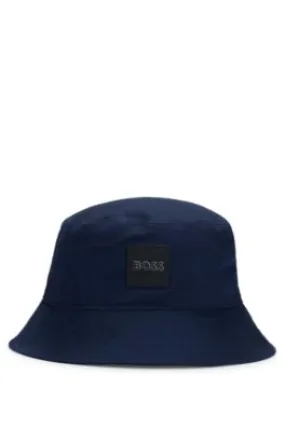 Kids' bucket hat in cotton twill with rubber logo