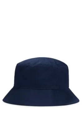 Kids' bucket hat in cotton twill with rubber logo