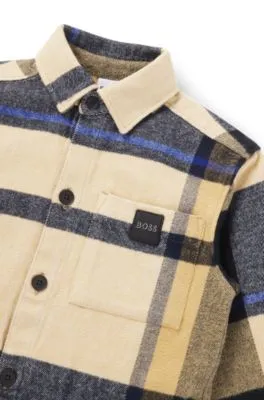 Kids' checked-cotton shirt with branded pocket