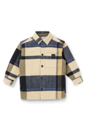 Kids' checked-cotton shirt with branded pocket