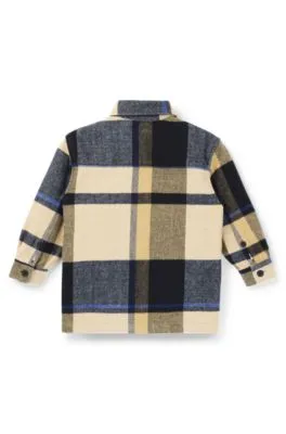 Kids' checked-cotton shirt with branded pocket