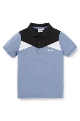 Kids' color-block polo shirt in stretch-cotton piqué