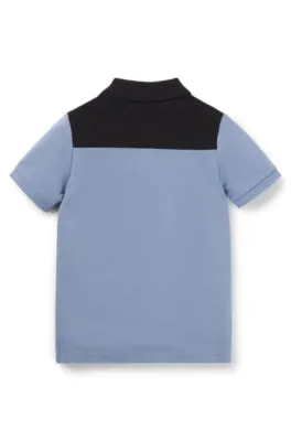 Kids' color-block polo shirt in stretch-cotton piqué