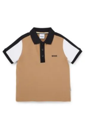 Kids' color-blocked polo shirt with logo print