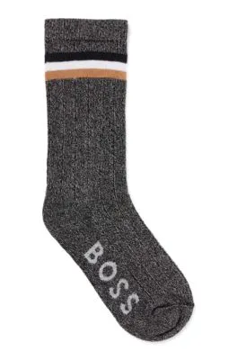 Kids' cotton-blend socks with signature stripe and logo