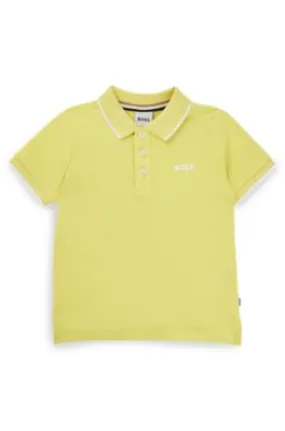 Kids' cotton-piqué polo shirt with logo and stripes