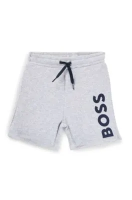 Kids' fleece shorts with vertical logo print