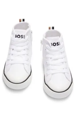 Kids' high-top trainers in canvas with logo print