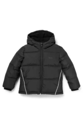 Kids' hooded jacket with logo details and padding