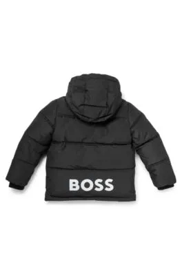 Kids' hooded jacket with logo details and padding