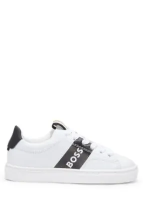 Kids' leather trainers with logo stripe