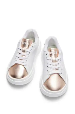 Kids' leather trainers with perforated logo